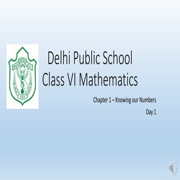 Mathematics (Class VI) Day 1 chapter 1   Know our numbers