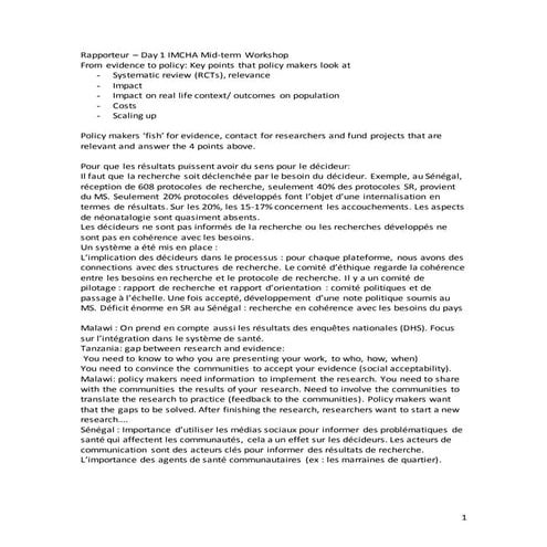 Day 1 rapporteur notes