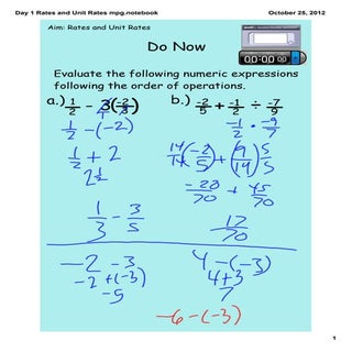 Day 1 rates and unit rates mpg