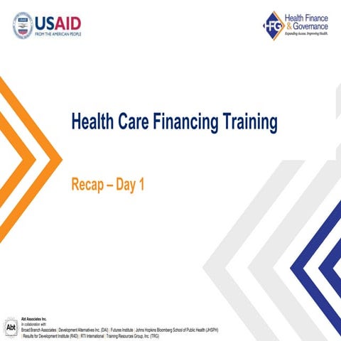 Day 1 Recap - Nigeria Health Care Financing Training