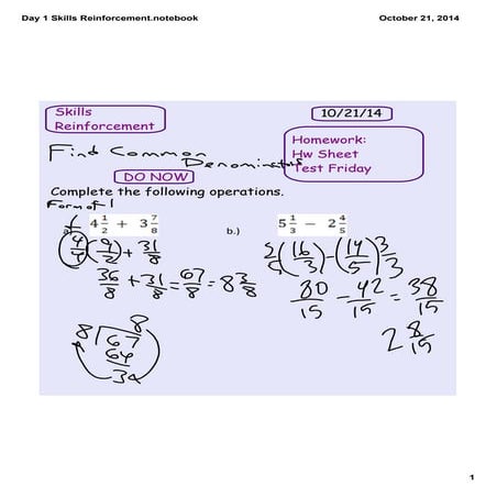 Day 1 skills reinforcement