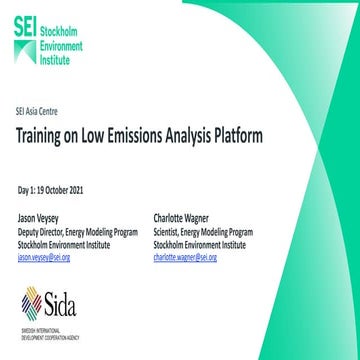 Sida LEAP Training Lectures #1 and #2: Introduction to LEAP