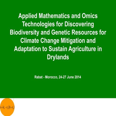 THEME – 1 Applied Mathematics and Omics Technologies for Discovering Biodiver...