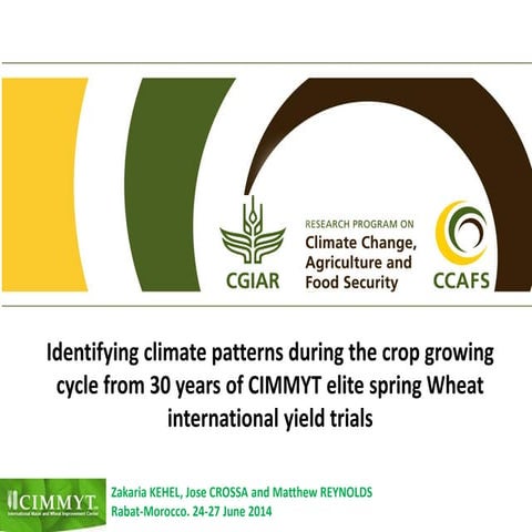 THEME – 2 Identifying climate patterns during the crop growing cycle from 30 ...