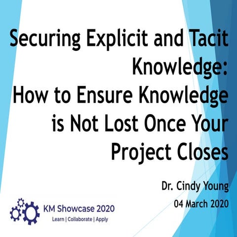 KM SHOWCASE 2020 - "Securing Explicit and Tacit Knowledge" - Dr. Cindy Young