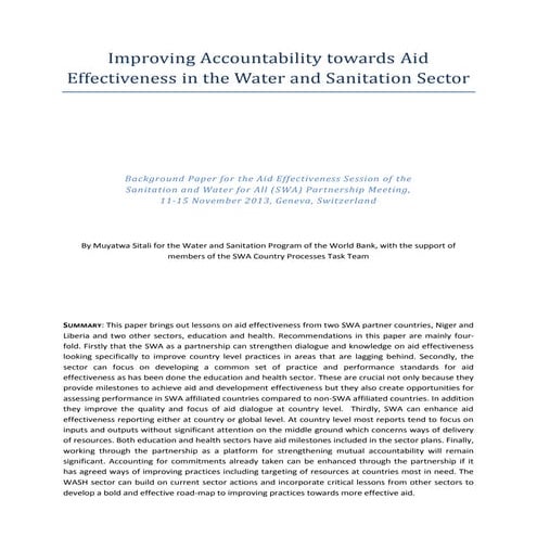 Day 2.5 - Aid effectiveness background paper towards wash aid effectiveness