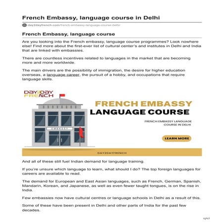 French Embassy, language course in Delhi | PDF