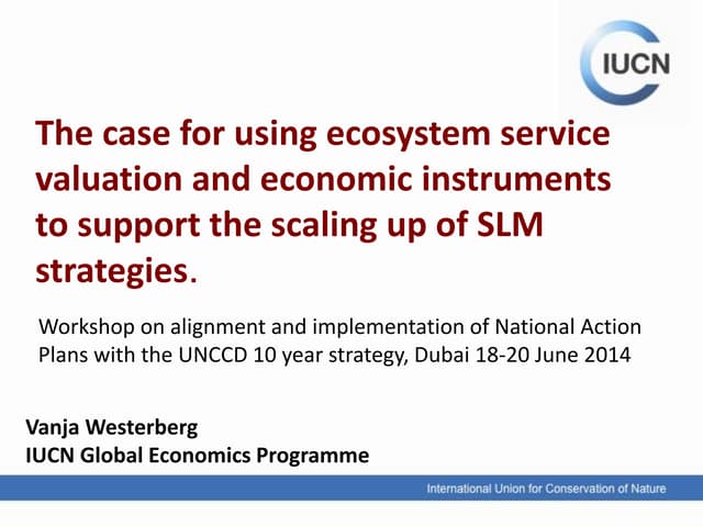 Day 2 IUCN The case for using ecosystem service valuation and economic instruments to support the scaling up of SLM strategies