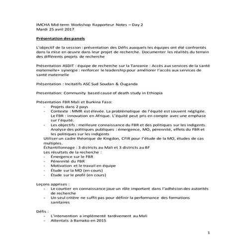 Day 2 rapporteur notes