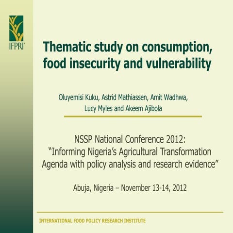 Day 2, Session 4: Enhancing Food Security and Nutrition through Agricultural ...