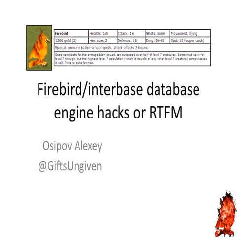 Firebird Interbase Database engine hacks or rtfm