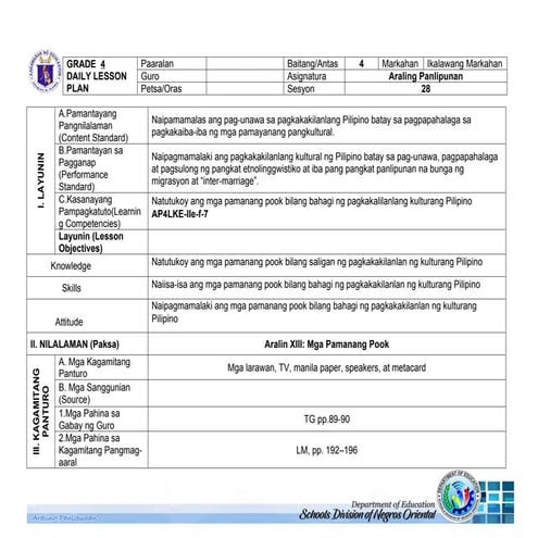 Lesson plan for grade araling panlipunan 2 | DOCX