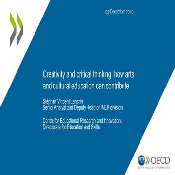 Creativity and critical thinking: how arts and cultural education can contrib...