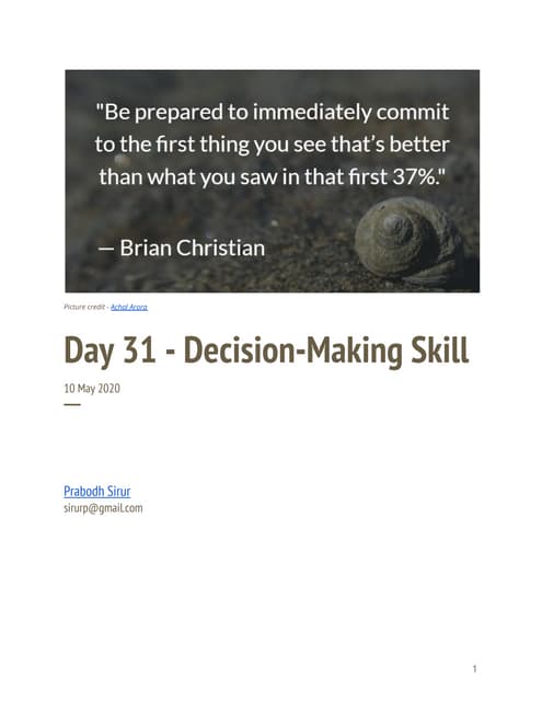 Day 1 decision-making skill | PDF
