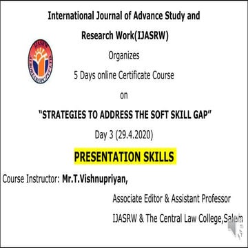 Day 3 (29.4.2020)   Presentation Skills