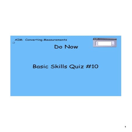 Day 3 metric and customary assessment