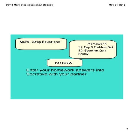 Day 3 multi step equations