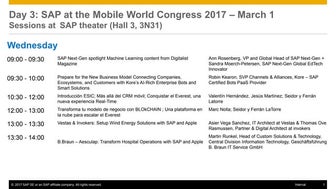 Mobile World Congress: Day 3 SAP Sessions, March 1 
