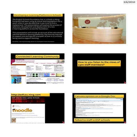 Developing e-learning Platforms in Schools