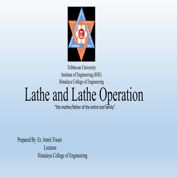 WORKSHOP TECHNOLOGY-Lathe and operation.