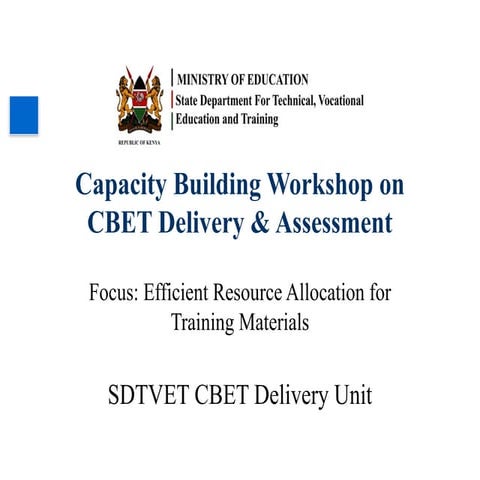 Capacity Building Workshop on Efficient CBET Resource Planning and ...
