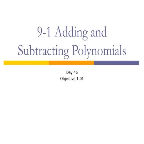 Adding and subtracting polynomials | PPT | Homework and Study | Education