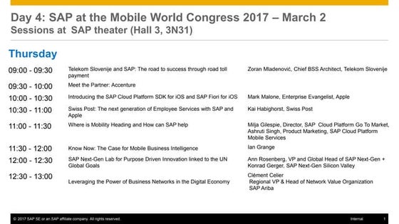 Day 4: SAP at the Mobile World Congress 2017 – March 2