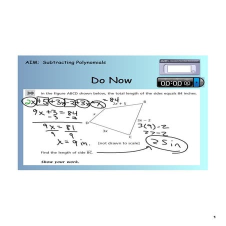 Day 4 subtracting polynomials senteo