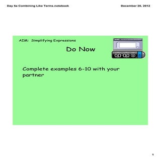 Day 5a combining like terms