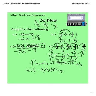 Day 5 combining like terms