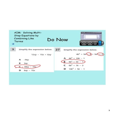 Day 5 combining like terms equations