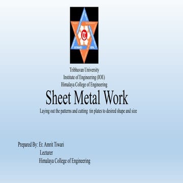 WORKSHOP TECHNOLOGY- Sheet Metal Work 