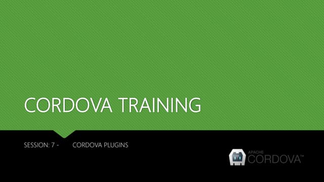 Cordova training : Cordova plugins