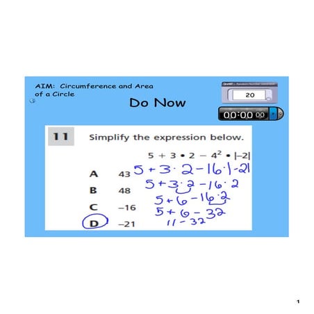 Day 7 area and circumference