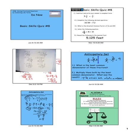 D ay 8 combining like terms fractions