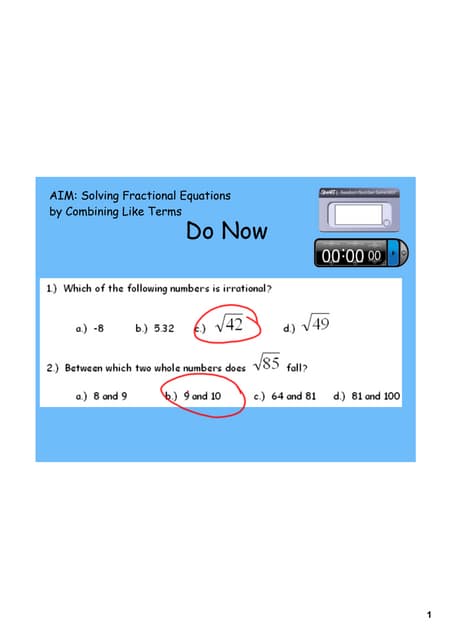 Day 9 combining like terms