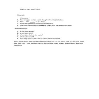 Day and night  experiment