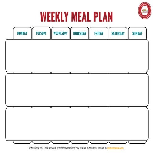Daycare Menu Template