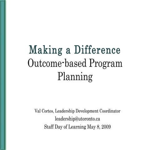Outcomes-based Program Planning