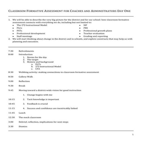CFA for Coaches and Administrators Day One