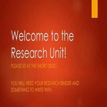 Research Unit 2015  Presearch