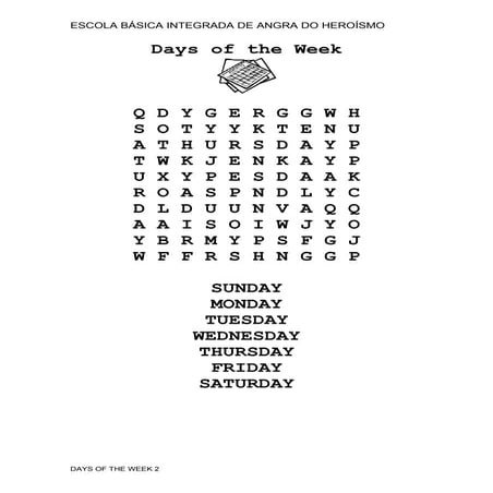 Days Of The Week Words | PDF