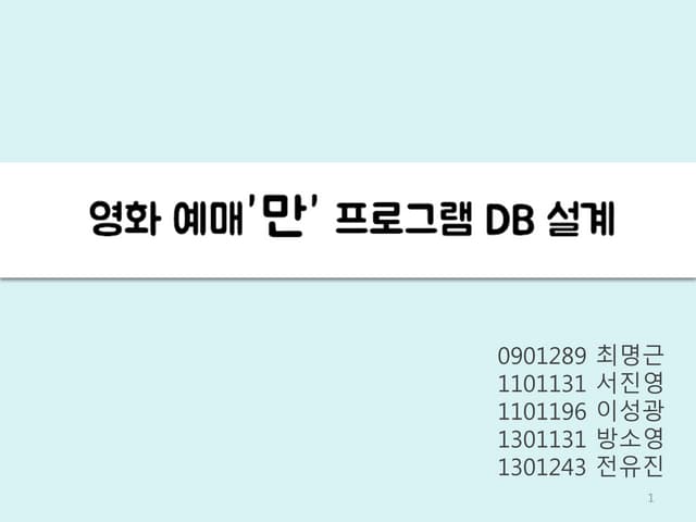 영화 예매 프로그램 (DB 설계, 프로그램 연동)