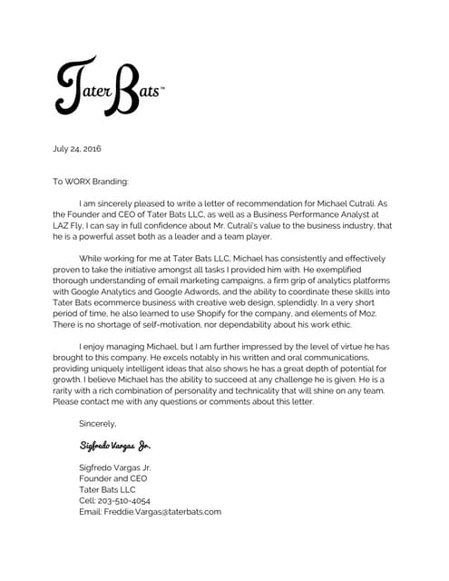 Letter of Recommendation Finance Director | PDF | Business Accounting ...