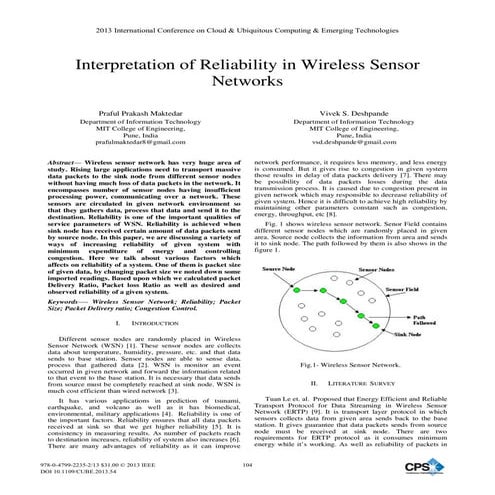 Interpretation of Reliability in Wireless Sensor Networks