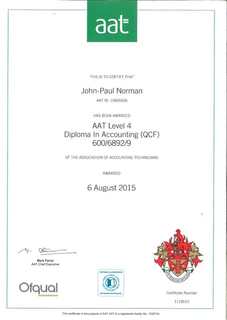Aat Level 4 Diploma In Accounting Aat Level 4 Diploma In Accounting