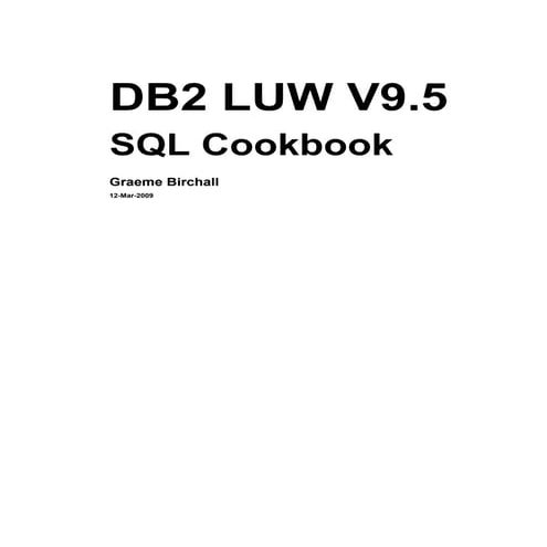 Db2 luw 9.5 cookbook | PDF