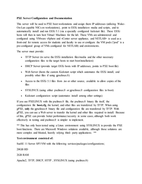 ESXi PXE Server-Instructions/Documentation