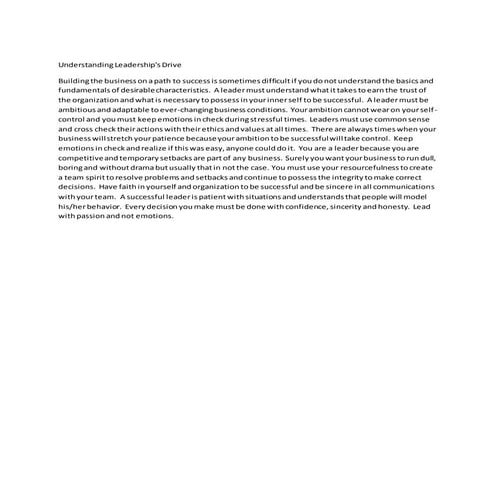 Understanding Leadership's Drive