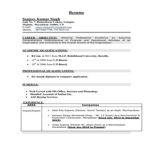 Resume-Production Coordinator